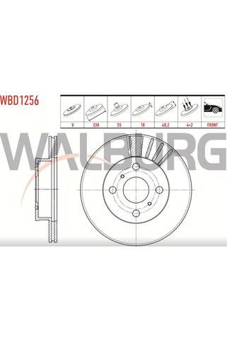 WALBURG Fren Diski Toyota Corolla E9 1.6 87-93 Ön - 239 MM