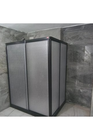 nokta duşakabin 130 X 80 Teknesiz Mika Plastik Camlı Siyah Profilli Duşakabin