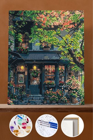 Pastelya Sayılarla Boyama Seti Çerçeveli Kasnaklı Baharın Gelişi 60 x 75 cm