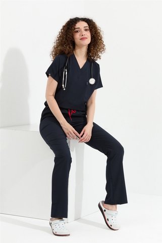 Çatı Medikal Happiness Spaniard - Likralı Doktor Hemşire Forma Takımı Scrubs Üniforma Cerrahi Takım (KADIN), Laci