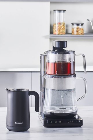 HOMEND Smart Royaltea Plus 2 in 1 Otomatik Çay ve Türk Kahve Makinesi Siyah