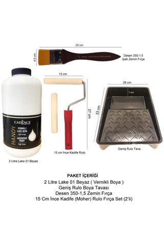 Cadence HANDY LAKE KENDİNDEN VERNİKLİ 2 LİTRE SET 001 BEYAZ (15 CM GENİŞ YÜZEYLER İÇİN )