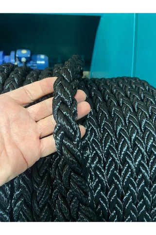 DEPO27 SİYAH - 18 Mm 8 Kollu Yüzen Halat - 80 Metre - Poliproplen Halat