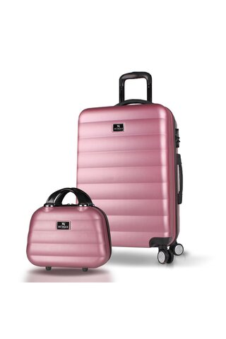 My Valice Colors Abs Makyaj ve Orta Boy Rose Gold  2'li Valiz Seti