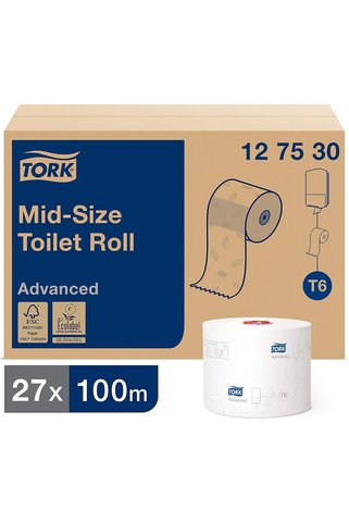 TORK Çift Rulo Gelişmiş Tuvalet Kağıdı 100m (KOLİ IÇİ 27 RULO, ÇİFT KATLI)