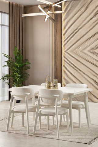 Eymense Masal Modern 4 Sandalyeli Açılır Masalı Yemek Masası Takımı