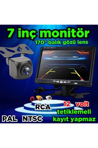 Twogo 1 ADET 170 DERECE BALIK GÖZÜ KAMERA VE 7'' MONİTÖR KAYIT YAPMAZ 12 VOLT