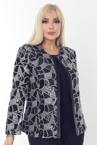 Ladies First Büyük Beden 3784 Lacivert Ceket+Bluz Takım