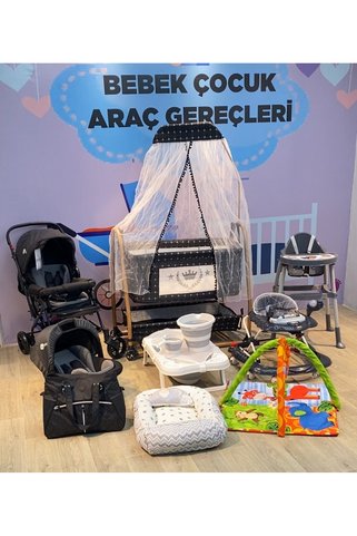 TURHAN BEBE 15 Parça YENİ DOĞAN BEBEK ÇEYİZ SETİ PUSET MAMA SANDALYESİ ANA KUCAĞI BEŞİK BEBEK ARABASI..
