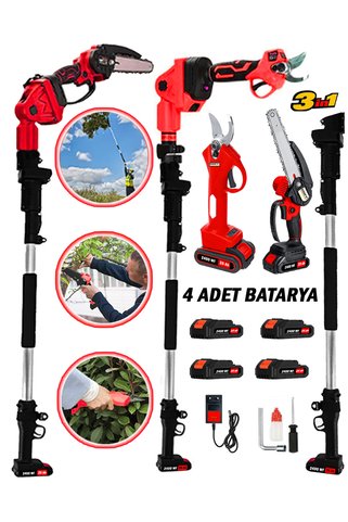 EISENN Germany Fr Red 2400 Wf 4 Adet Super Akülü Bağ Makası Dal Budama 2.7 Mt Teleskop Hediye