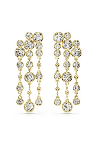 Swarovski Imber damla küpeler, Yuvarlak kesim, Avize, Beyaz, 18k altın rengi yüzey