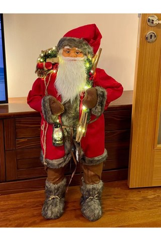 BENİMOLMALI Noel Baba, 2025 Yeni Yıl Hediyesi, Işıklı Noel Baba, Yılbaşı Hediye Paketlı Noel Baba, 114cm