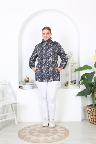 TUTveAL Collection Suya Dayanıklı Mont, Bonded Trençkot, Mevsimlik , Baskılı Mont, Desenli ,yağmurluk, Astarlı Beyaz