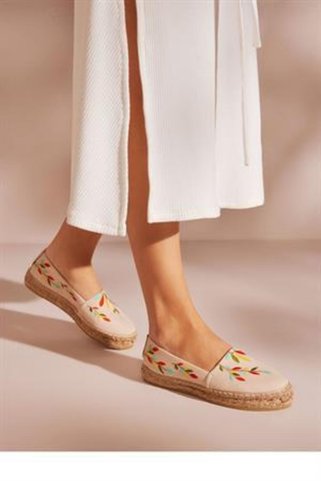 Su Espadril Nataly Ekru-Multi Kadın Düz Espadril