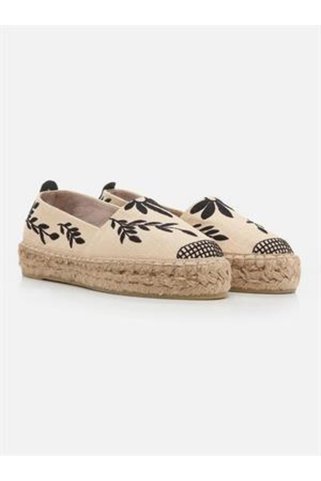 Su Espadril Naima Ekru-Siyah Kadın Düz Espadril