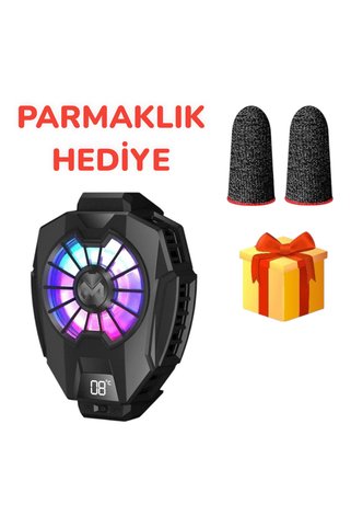 Rabbit Tech Işıklı Derece Göstergeli Oyun Hızlandırıcı Telefon Soğutucu Fan 4.6-6.5 Inç Uyumlu