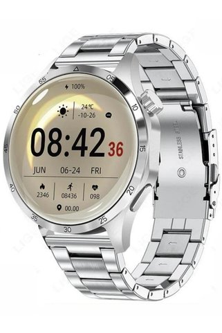 SONREİR Watch howear Klasik Erkek 46mm Gümüş Akıllı Saat Bluetooth Sesli Görüşmeli iPhone Huawei Uyumlu 8,9,10