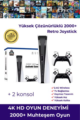 Bakeey Taşınabilir Çift Kol 30.000 Atari Oyunlu 2.4g Kablosuz Oyun Konsolu 4k Game Stick Retro Konsol