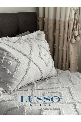 lusso stile Iskandinav Tek Kişilik Püsküllü Yatak Örtüsü 180 X 250