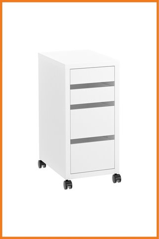 Alony Home Dolap Tekerlekli Çekmeceli Mdf Sunta Keson Ofis Eşya Evrak Belge Dosya Makyaj Mutfak 35x75x50 Beyaz