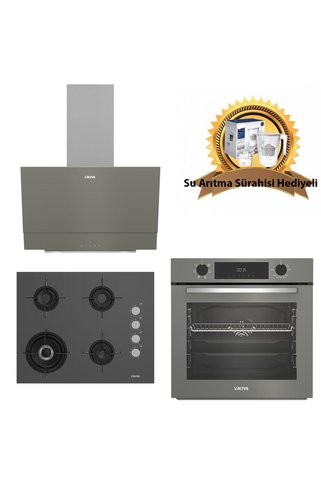 Altus Gri Cam Ankastre Set 322 G Turbo - 189 Dg Woklu - 510 G Davlumbaz - SürahiHediyeli
