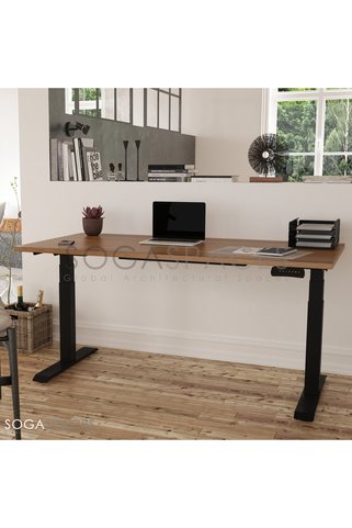 SOGAWOOD Regula Desk 3P - Elektrikli Yüksekliği Ayarlanabilir Çalışma Masası Siyah Ayak Meşe Tabla 220x90