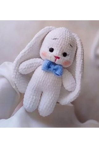 Penguen Örgü UZUN KULAKLI Tavşan Uyku Arkadaşı (KADİFE IPTEN ÖRÜLMÜŞTÜR) 27cm