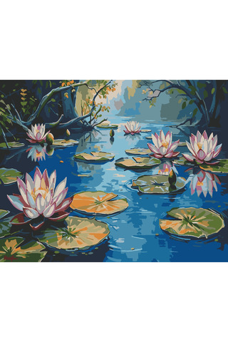 wombhobby Nilüferin Büyüsü Sayılarla Boyama Seti 80X100 Cm Çerçeveli (Kasnağa ) Gerili