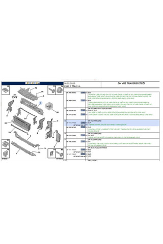 PSA ON PANEL UST TRAVERSI OPEL GRANDLAND X PEUGEOT P3008 P84E