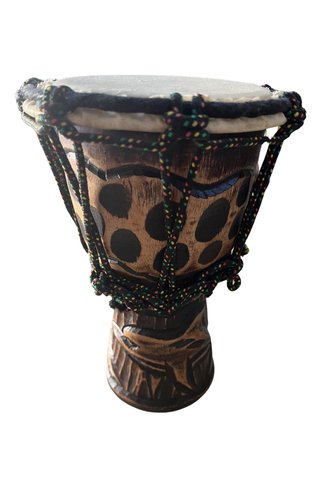 ArtemisDükkan Elişi Tik Ağacı Oyma Desenli Deri Darbuka 20 Cm
