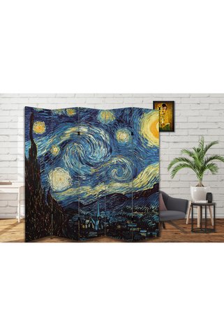 dbsanat Van Gogh - Starry Night Temalı Paravan Room Divider Oda Bölücü 180 x 200 cm