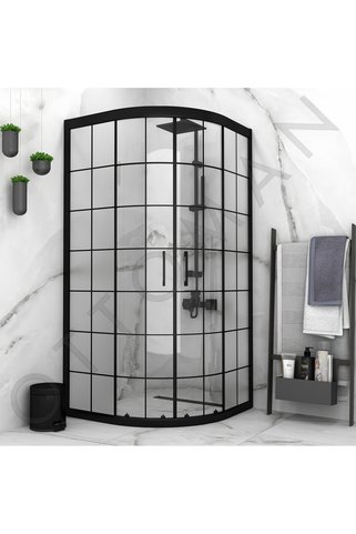 Marka MAT SİYAH PROFİL KAROLAJ CAM OVAL DUŞAKABİN 5mm h:190
