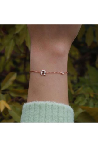 Necati Gün Şans Nalı Figürlü Zirkon Taşlı Mine İşli Rose Gold Kaplama Gümüş Bileklik
