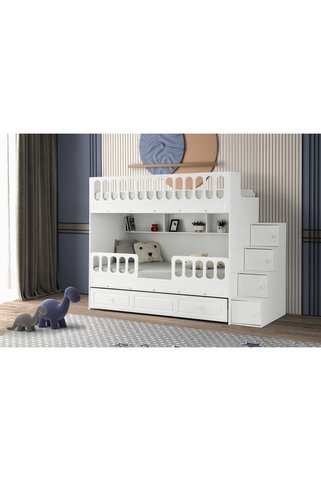 miracool Panjur Ranza / Beyaz / 3 Yatak Bölümü Ve Dolaplı Merdiven / %100 MDF