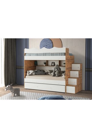 miracool Bulut Ranza / Çam-beyaz / 3 Yatak Bölümü Ve Dolaplı Merdiven / %100 MDF