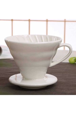 Empressco Seramik V60 Dripper | Filtre Kahve Demleme Ekipmanı Beyaz