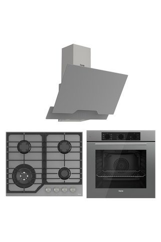 Ferre Flowart NT Asimetrik Seriisi 3'lü Gri Ankastre Set ( QBL62CPR-NT028-D065 )