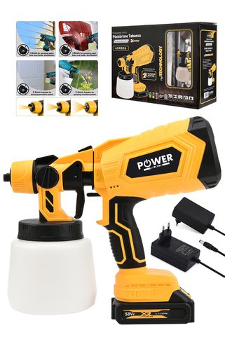 POWER BLACK Çift Akülü 300mm Sprey Boya Püskürtme SARI