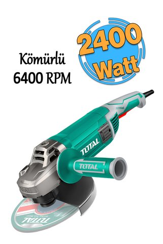 TOTAL Elektrikli Büyük Avuç Taşlama Spiral Makinesi 2400 W 6400 rpm Kömürlü M14 Mil 230 mm Disk Çapı