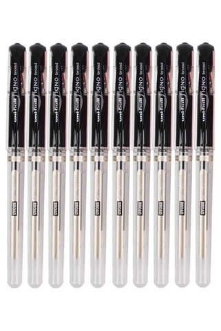 Artlantis Siyah İmza Kalemi 10 Adet Uniball Signo Broad 1.0 mm Roller Pilot Kalem Um-153 Roller Uçlu Likit Mür