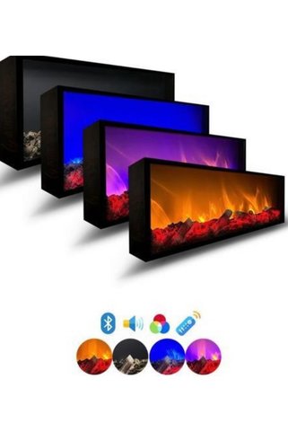 Esha Home Dekoratif Elektrikli  Şömine Farklı Renk Modları,çıtırtı, Kumandalı, Bluetooth 170x35 Cm