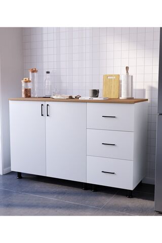 MOBİDEKO BELO MİNİ MUTFAK DOLABI ALT MODÜL 120 CM ÇEKMECELİ (TEZGAH DAHİL)