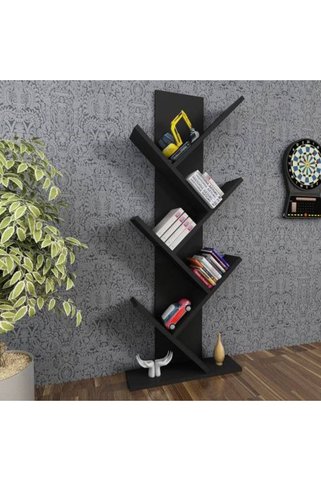Moonlife Mobilya Tree Dekoratif Kitaplık Siyah