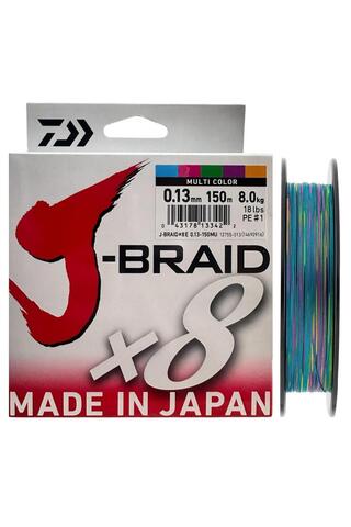 daiwa J-Braid 8X Multi Color 150 mt 0.13 mm İp Misina