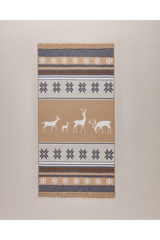 Madame Coco Cascade Pamuklu Saçaklı Dokuma Kilim - Beyaz/Bej/Antrasit - 120x180 cm