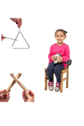 Donizetti Orff Perküsyon Ritim Set Mini Çocuk Darbukası Ucgen Zil Ahşap Ritim Çubuğu