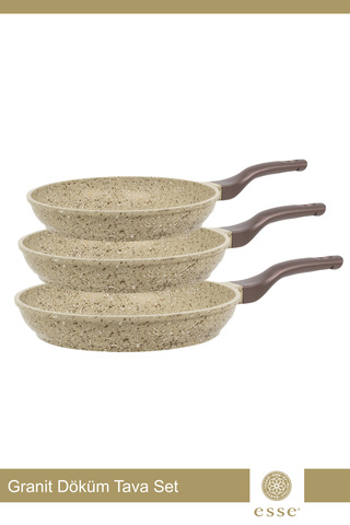 Esse Granit Döküm 3'lü Tava Seti Krem 20 Cm/24 Cm/28 Cm E505