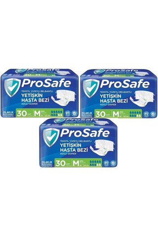 PROSAFE Hasta Bezi Yetişkin Bel Bantlı Tekstil Yüzey M - Medium - Orta Boy 90 Adet (3PK*30)