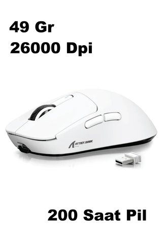 Attack Shark X3 SUPERLIGHT KABLOSUZ OYUNCU MOUSE PAW3395 (GRIP TAPE HEDİYELİ)