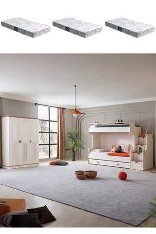 Setay Ranza, Zenit Plus Yavrulu Ranza 3 Kapaklı Dolap 3 Adet Comfort Yatak
